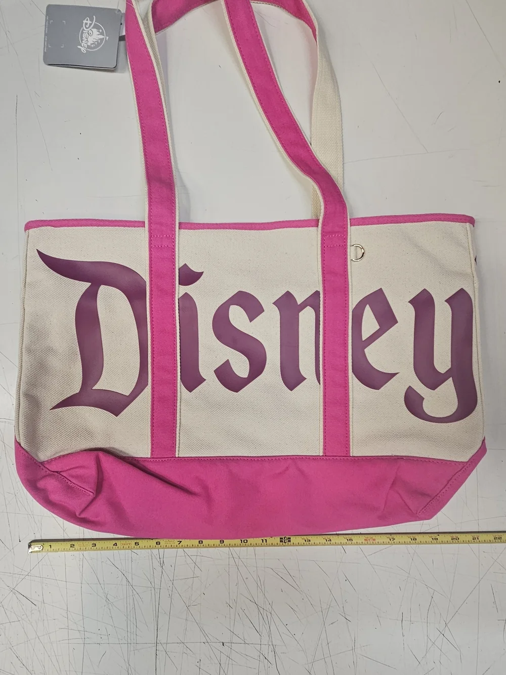 Pink Canvas Tote Bag with Logo Detail
